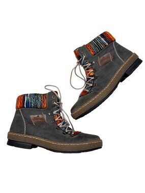 Rieker Women's Ankle Boots Sz 41 US 10 Sherpa Lined Bohemian Comfort Felicitas
